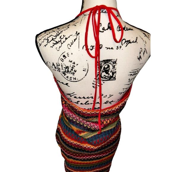 Shein Curve Vcay Halter Rainbow Woven Summer Dress Woman's Size 0XL‎ - Picture 6 of 10